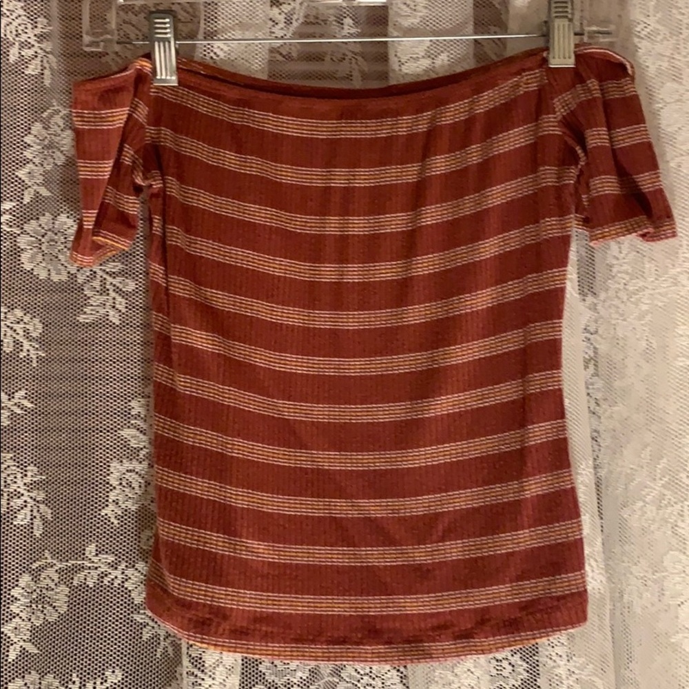 Striped off the shoulder top